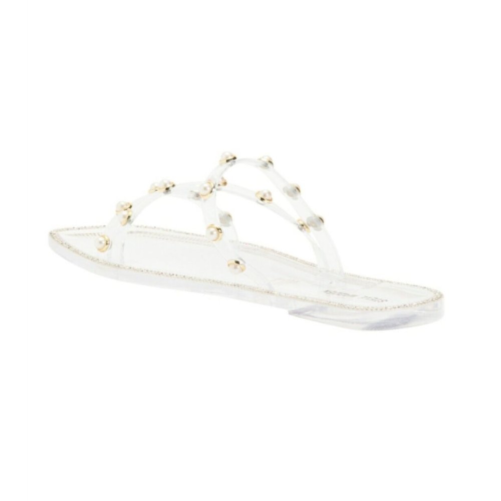Steve Madden 'Nonni' Pearl-Strap Jelly Slide Sandals with Crystal Trim, Clear - Picture 2 of 2